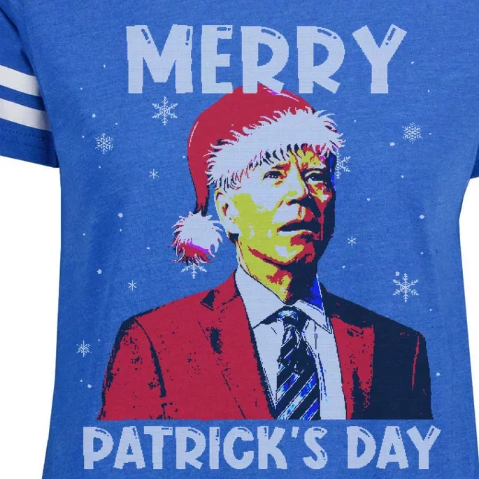 Merry Patricks Day Christmas Joe Biden Santa Hat Ugly Christmas Enza Ladies Jersey Football T-Shirt