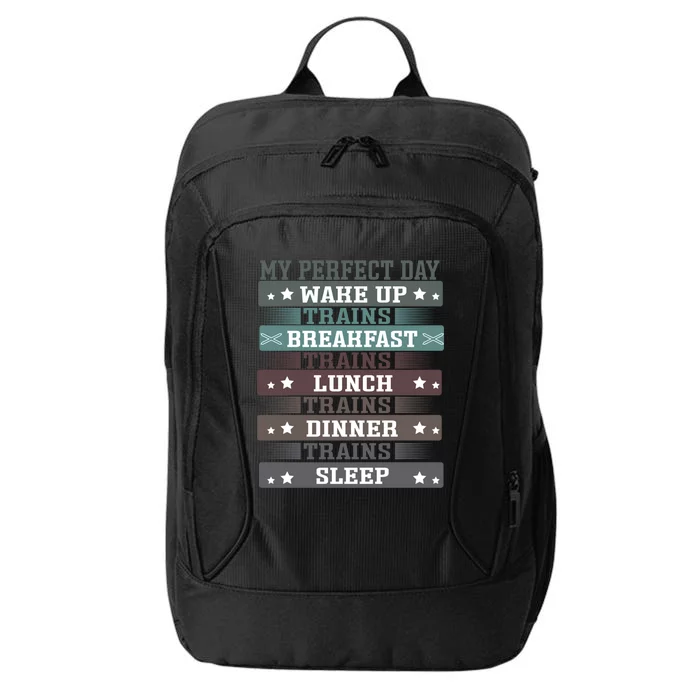 'My Perfect Day' Trains Gift Funny Locomotive Train Lover Meaningful Gift City Backpack