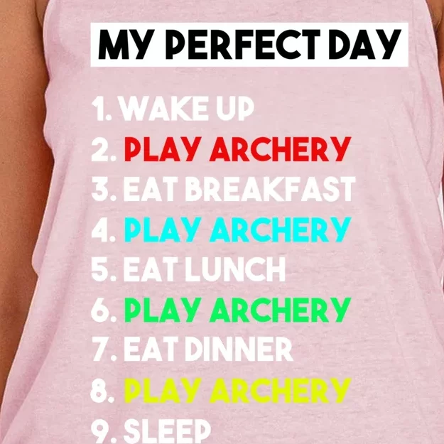 My Perfect Day Play Archery Great Gift Women's Knotted Racerback Tank