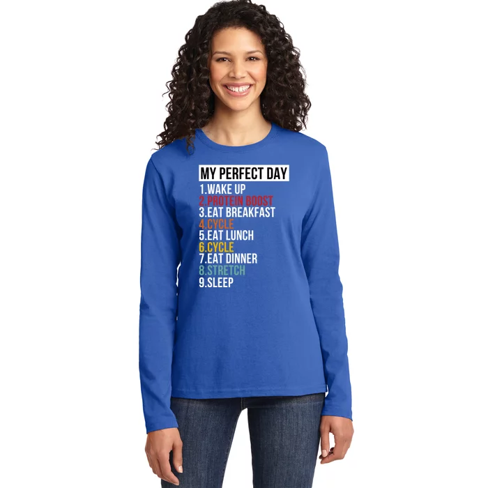 My Perfect Day For Bike Lover And Cyclist Funny Gift Ladies Long Sleeve Shirt