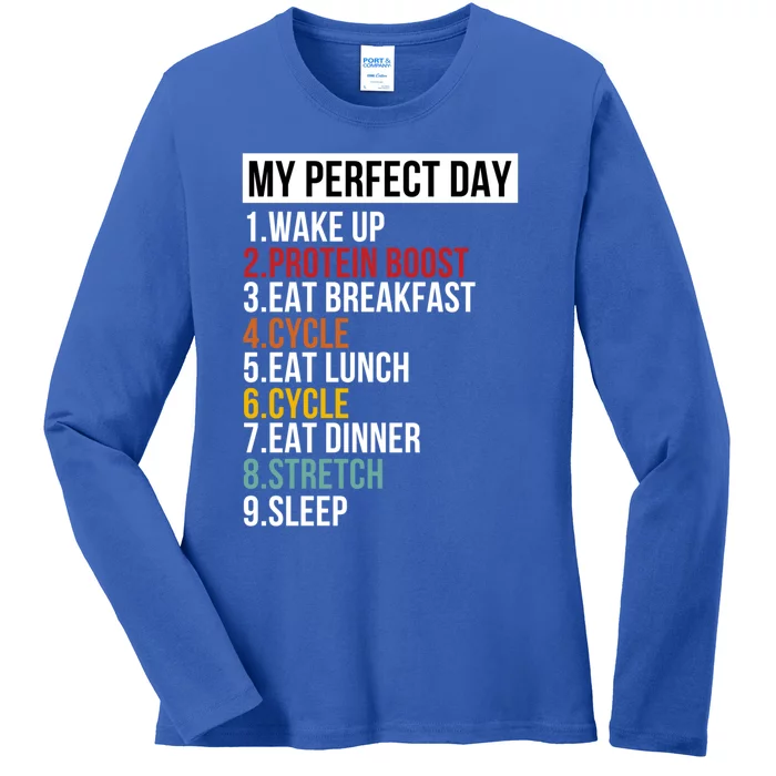 My Perfect Day For Bike Lover And Cyclist Funny Gift Ladies Long Sleeve Shirt