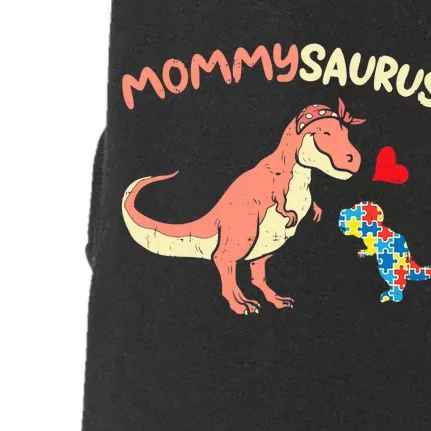 Mommysaurus Puzzle Dinosaur Autism Awareness Mom Mama Doggie 3-End Fleece Hoodie