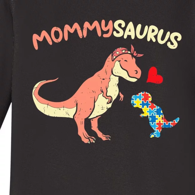 Mommysaurus Puzzle Dinosaur Autism Awareness Mom Mama Baby Long Sleeve Bodysuit