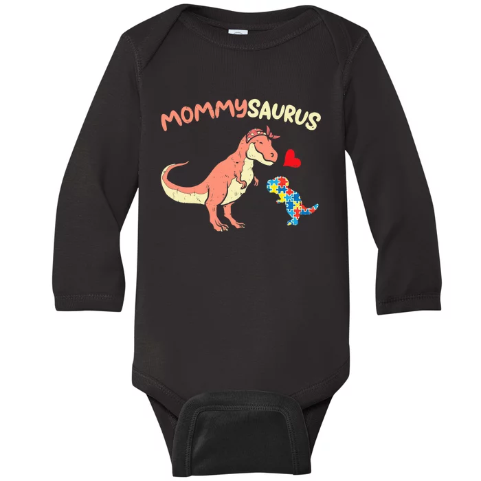 Mommysaurus Puzzle Dinosaur Autism Awareness Mom Mama Baby Long Sleeve Bodysuit