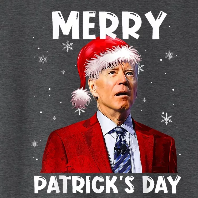 Merry Patricks Day Christmas Joe Biden Santa Hat Women's Crop Top Tee