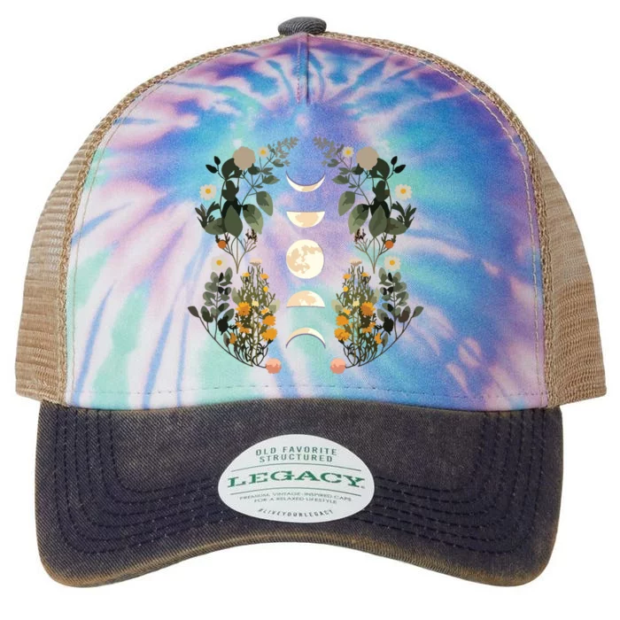 Moon Phases Dark Academia Flowers Moon Phases Legacy Tie Dye Trucker Hat