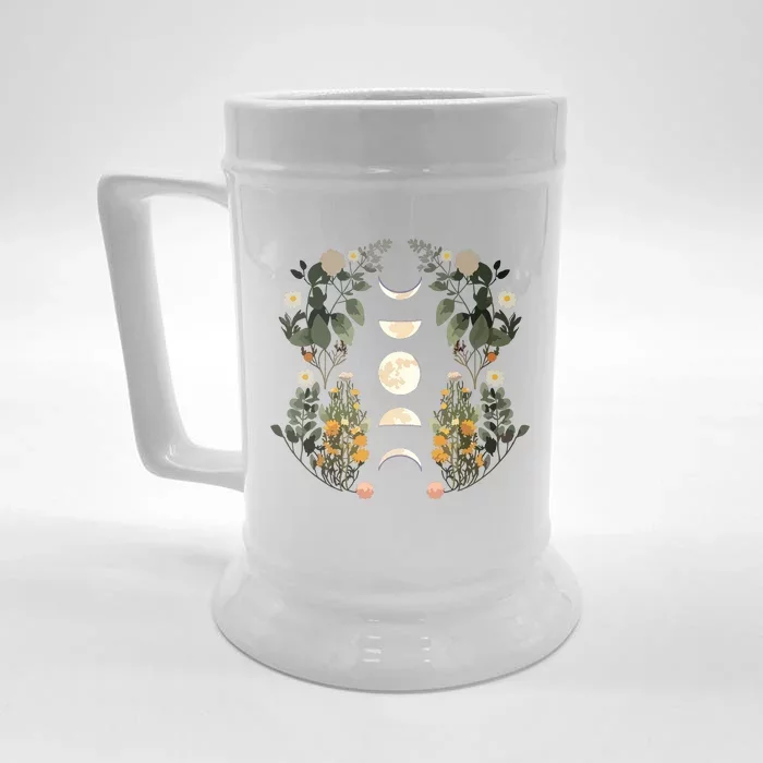 Moon Phases Dark Academia Flowers Moon Phases Front & Back Beer Stein