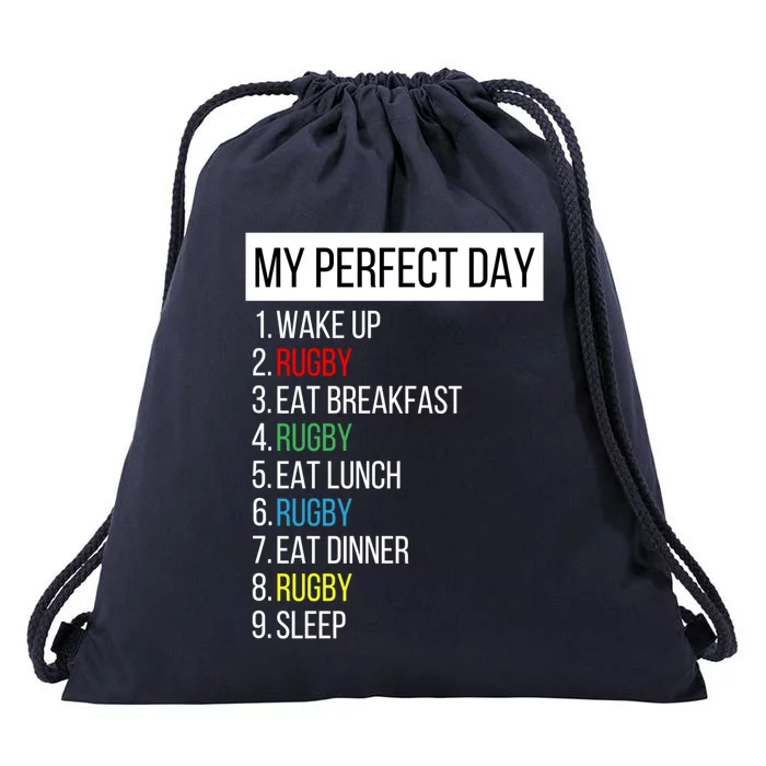 My Perfect Day Rugby Gift Drawstring Bag