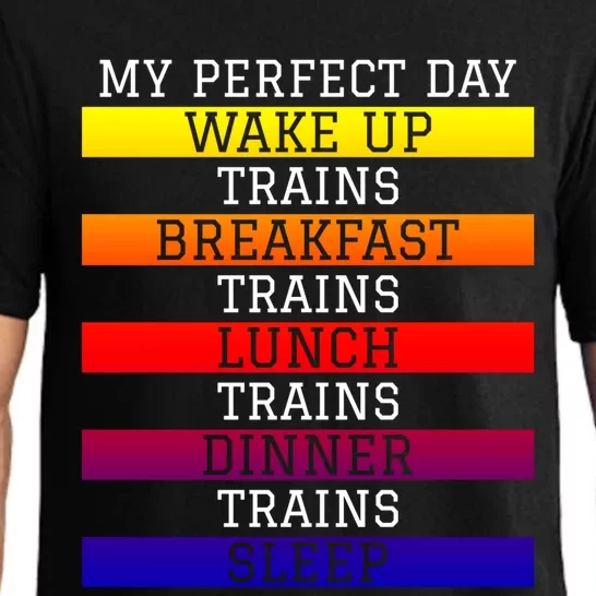 'My Perfect Day' Trains Gift Funny Locomotive Train Lover Gift Pajama Set