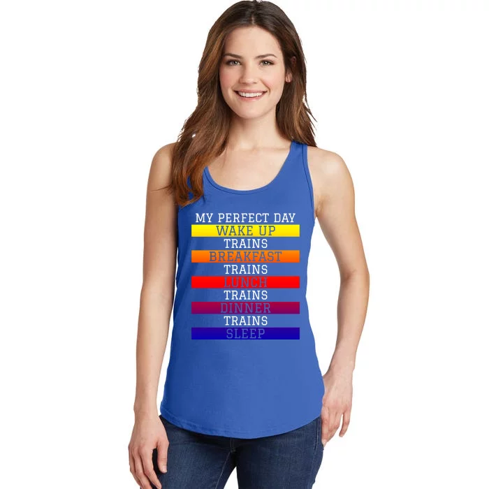 'My Perfect Day' Trains Gift Funny Locomotive Train Lover Gift Ladies Essential Tank