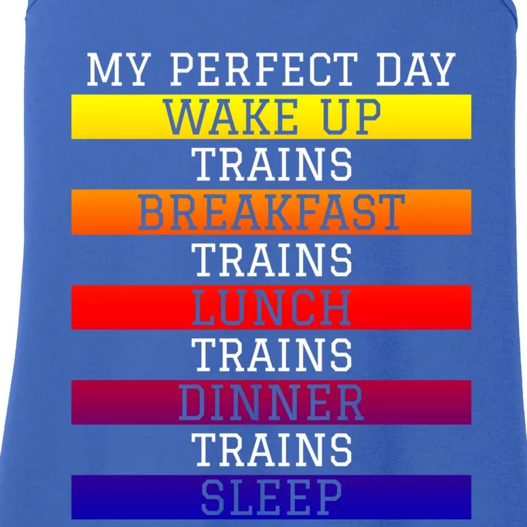 'My Perfect Day' Trains Gift Funny Locomotive Train Lover Gift Ladies Essential Tank