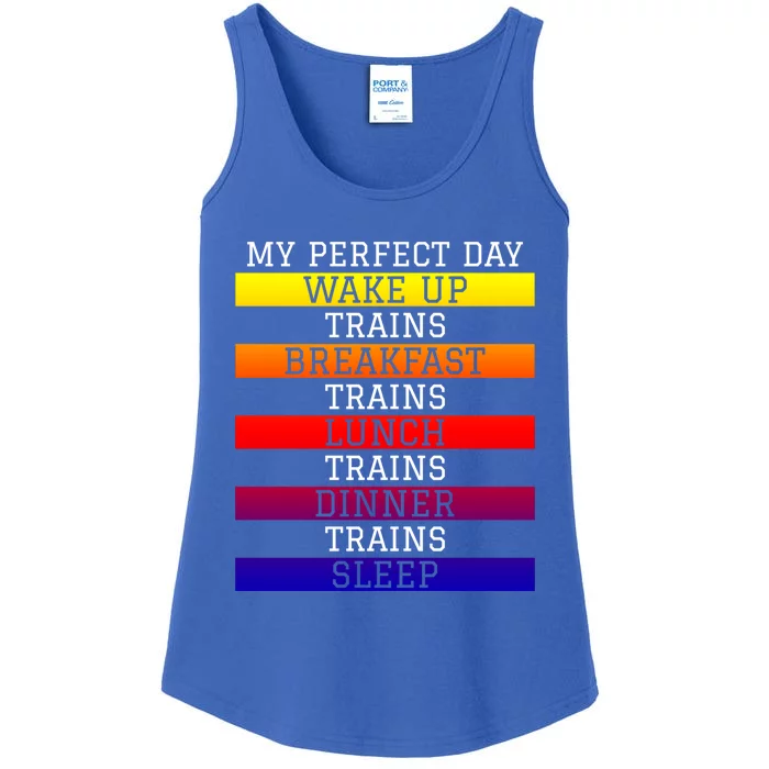 'My Perfect Day' Trains Gift Funny Locomotive Train Lover Gift Ladies Essential Tank