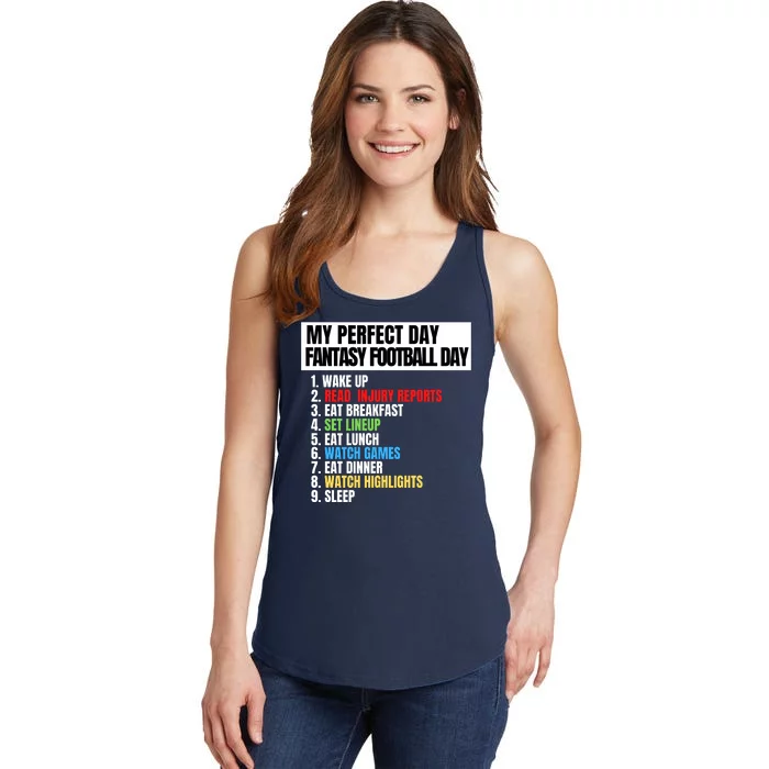 My Perfect Day Fantasy Football, Funny Fantasy Football Ladies Essential Tank