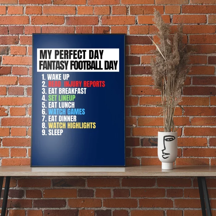 My Perfect Day Fantasy Football, Funny Fantasy Football Poster