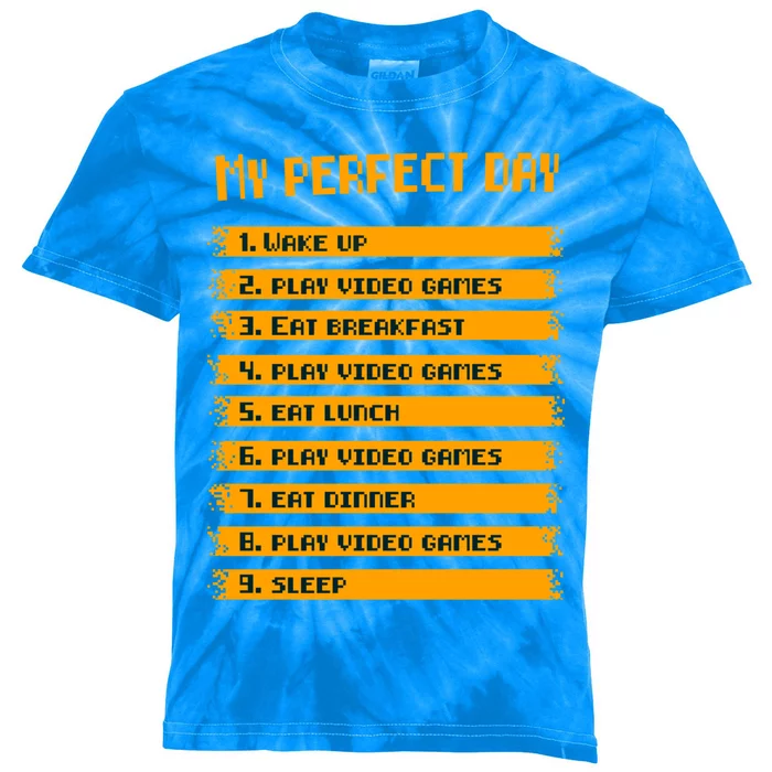 My Perfect Day Play Video Games Gift Kids Tie-Dye T-Shirt