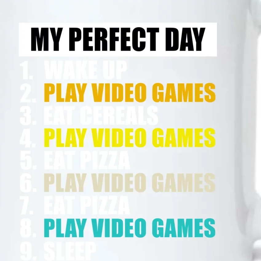 My Perfect Day Play Video Games Eat Pizza Cool Gamer Gaming Gift Black Color Changing Mug