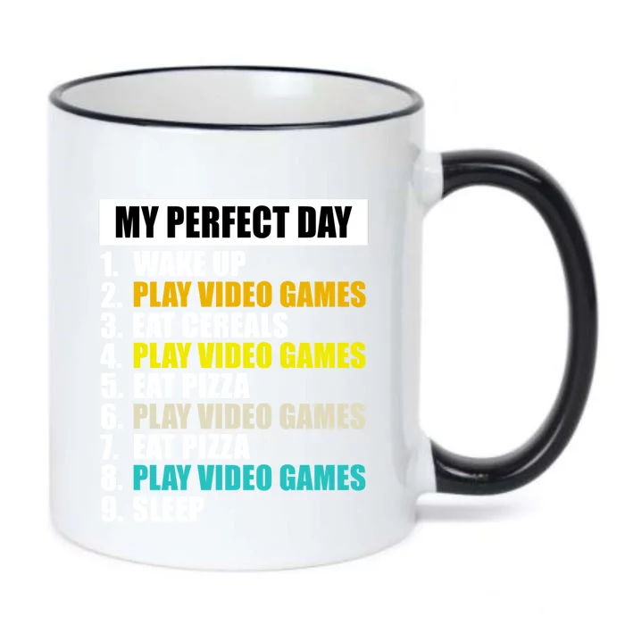 My Perfect Day Play Video Games Eat Pizza Cool Gamer Gaming Gift Black Color Changing Mug