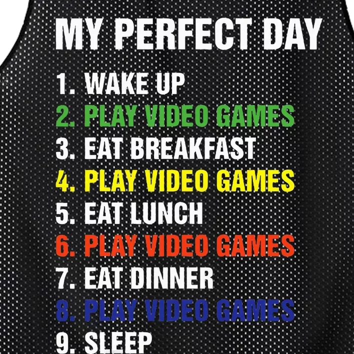 My Perfect Day Gaming Video Gamer Gifts Mesh Reversible Basketball Jersey Tank