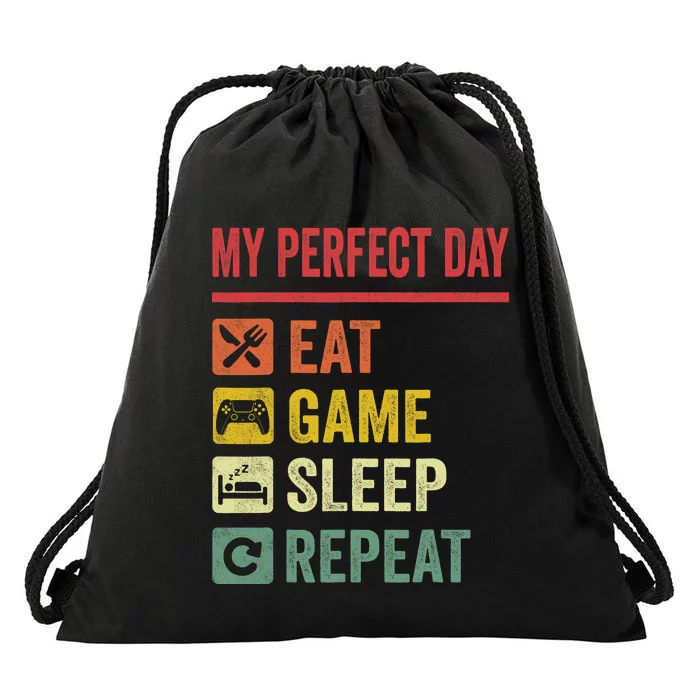 My Perfect Day Video Games Funny Cool Gamer Tee Gift Drawstring Bag