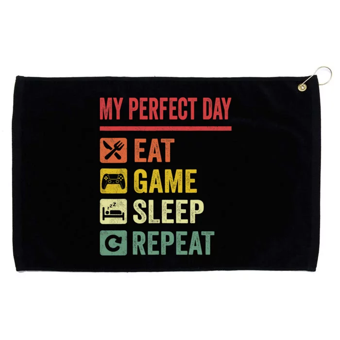 My Perfect Day Video Games Funny Cool Gamer Tee Gift Grommeted Golf Towel