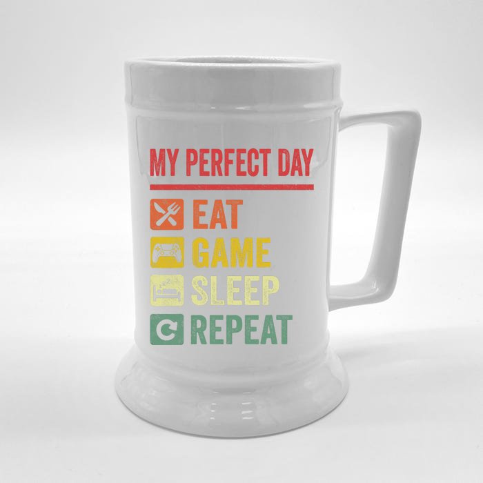 My Perfect Day Video Games Funny Cool Gamer Tee Gift Front & Back Beer Stein