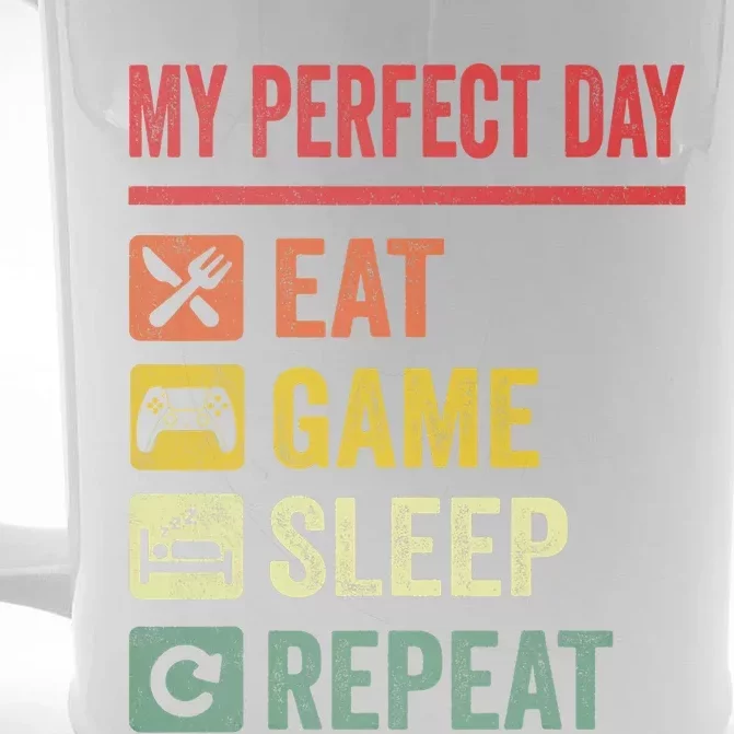 My Perfect Day Video Games Funny Cool Gamer Tee Gift Front & Back Beer Stein