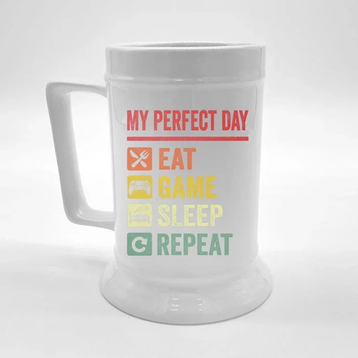 My Perfect Day Video Games Funny Cool Gamer Tee Gift Front & Back Beer Stein