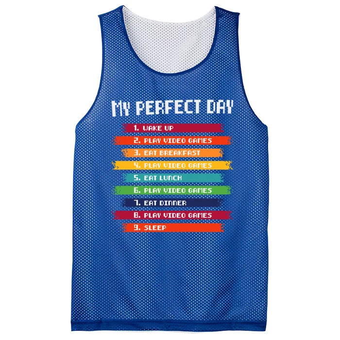 My Perfect Day Play Video Games Gift Mesh Reversible Basketball Jersey Tank