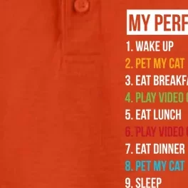 My Perfect Day Video Games And Cats Gift Dry Zone Grid Performance Polo