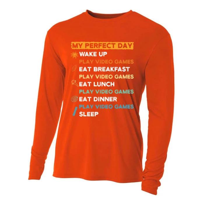 My Perfect Day Video Games For Gamers Gift Cooling Performance Long Sleeve Crew