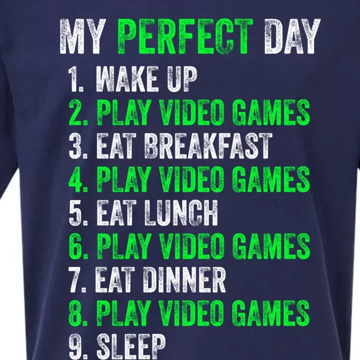 My Perfect Day Video Games Gamer Funny Cool Design Cute Gift Sueded Cloud Jersey T-Shirt