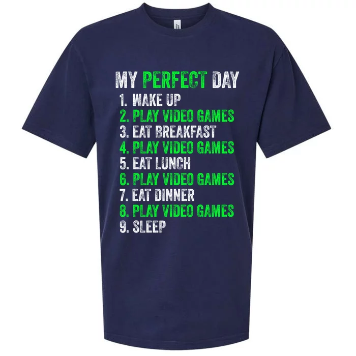 My Perfect Day Video Games Gamer Funny Cool Design Cute Gift Sueded Cloud Jersey T-Shirt