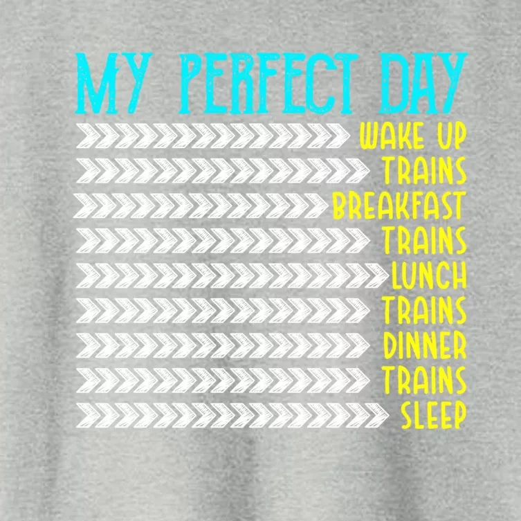 My Perfect Day Trains Funny Gift Funny Locomotive Train Lover Gift Women's Crop Top Tee