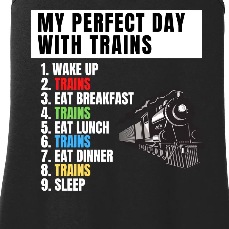 My Perfect Day Trains Funny Locomotive & Railroad Lover Ladies Essential Tank