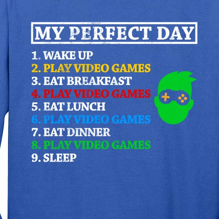 My Perfect Day Video Games Funny Great Gift Long Sleeve Shirt