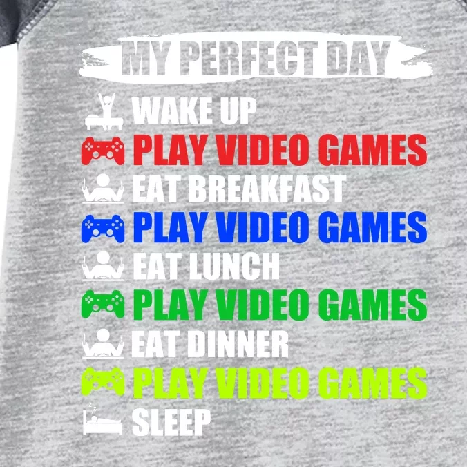 My Perfect Day Video Games Funny Cool Gamer Infant Baby Jersey Bodysuit