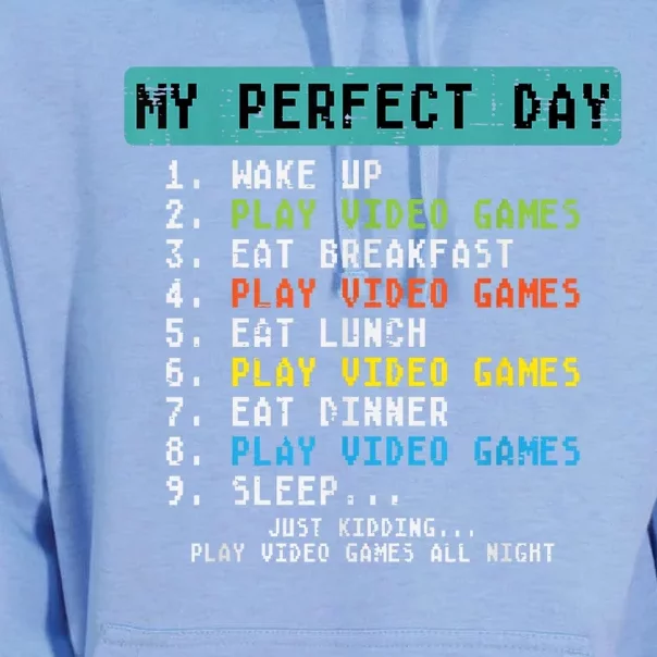 My Perfect Day Play Video Games Funny Gamer Unisex Surf Hoodie