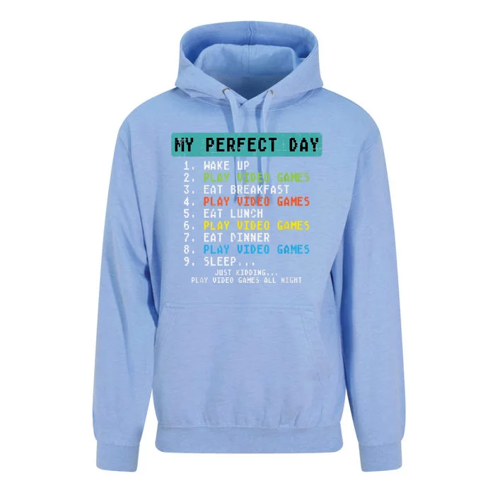 My Perfect Day Play Video Games Funny Gamer Unisex Surf Hoodie