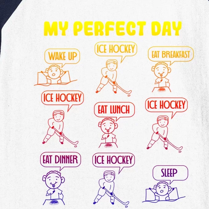 My Perfect Day Boy Ice Hockey Cute Gift Baseball Sleeve Shirt