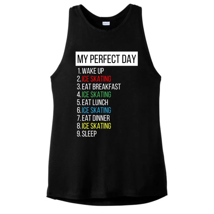 My Perfect Day Ice Skating Gift Ladies Tri-Blend Wicking Tank