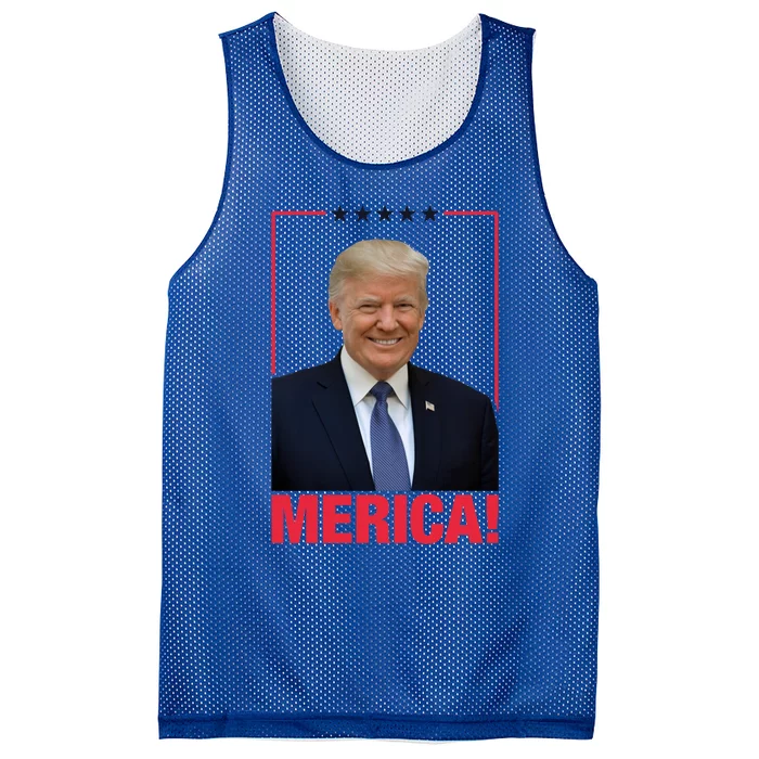 Merica! President Donald Trump Presidential Portrait Meme Cute Gift Mesh Reversible Basketball Jersey Tank