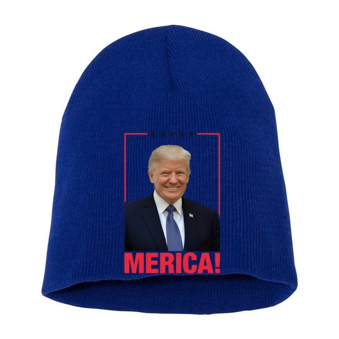 Merica! President Donald Trump Presidential Portrait Meme Cute Gift Short Acrylic Beanie