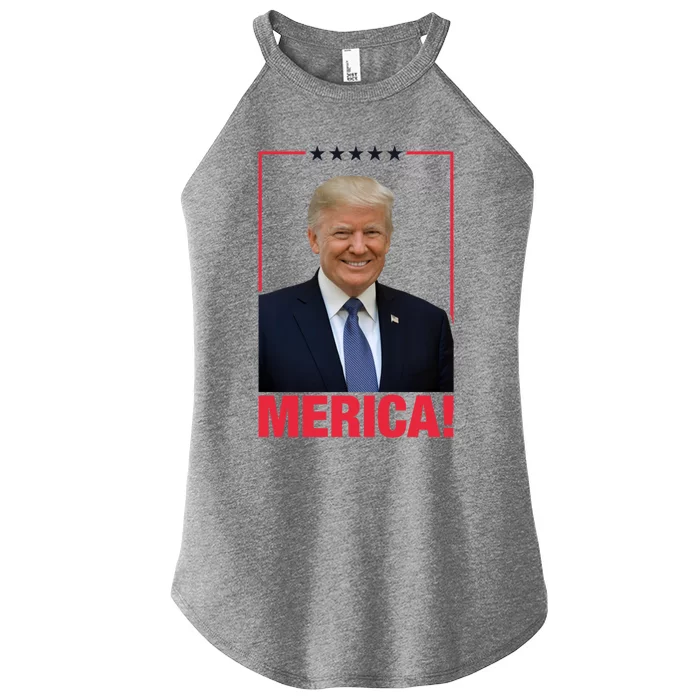 Merica! President Donald Trump Presidential Portrait Meme Cute Gift Women’s Perfect Tri Rocker Tank