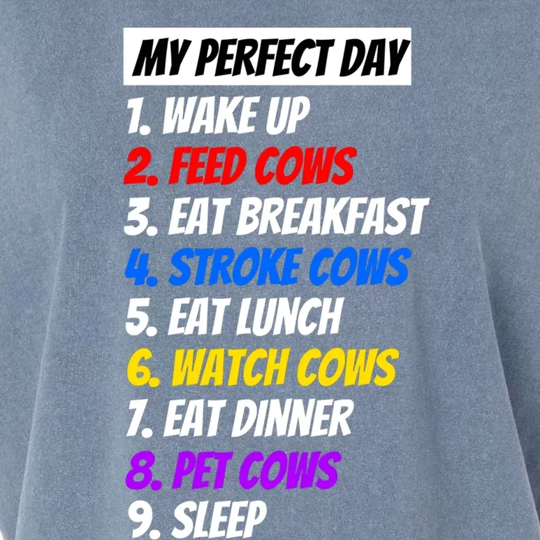 My Perfect Day With Fun Cow Twist Great Gift Garment-Dyed Women's Muscle Tee