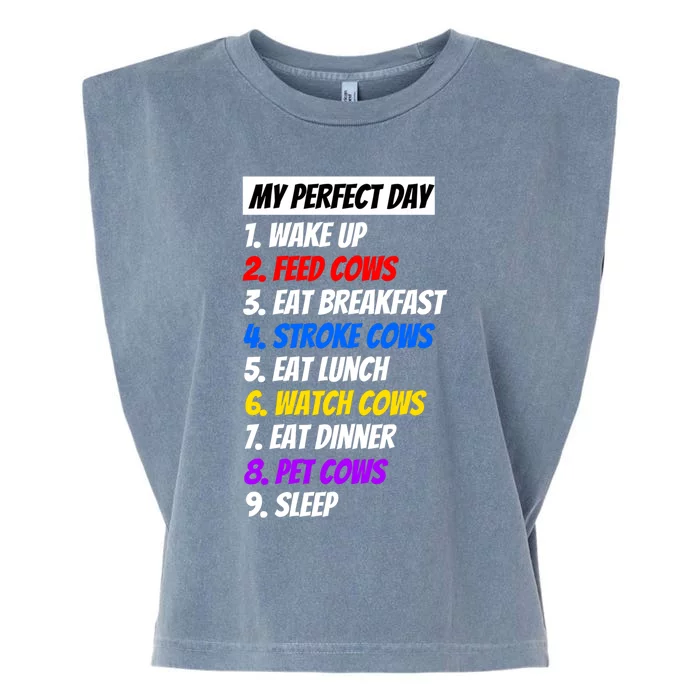 My Perfect Day With Fun Cow Twist Great Gift Garment-Dyed Women's Muscle Tee