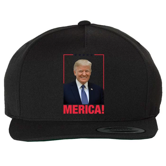 Merica! President Donald Trump Presidential Portrait Meme Cute Gift Wool Snapback Cap