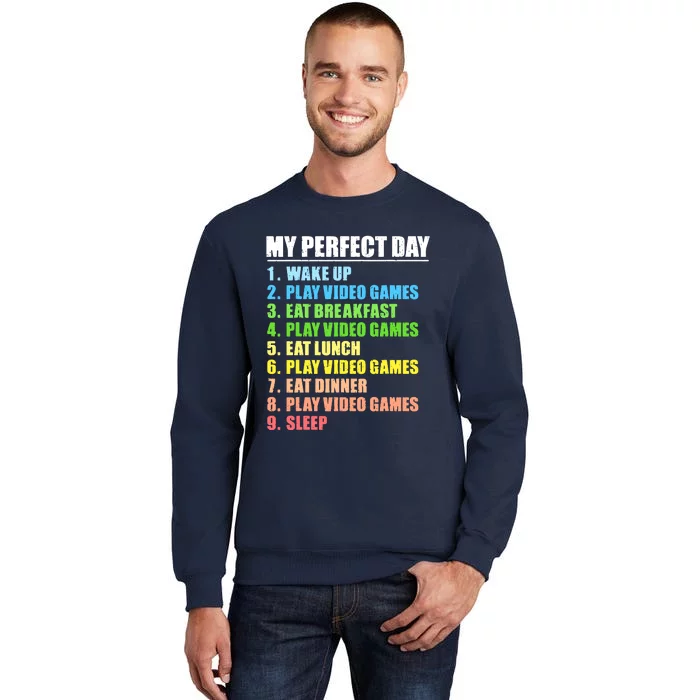 My Perfect Day Play Video Games Gamers Boy Funny Gaming Sweatshirt