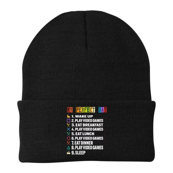 My Perfect Day Video Games Funny Gamer Video Knit Cap Winter Beanie