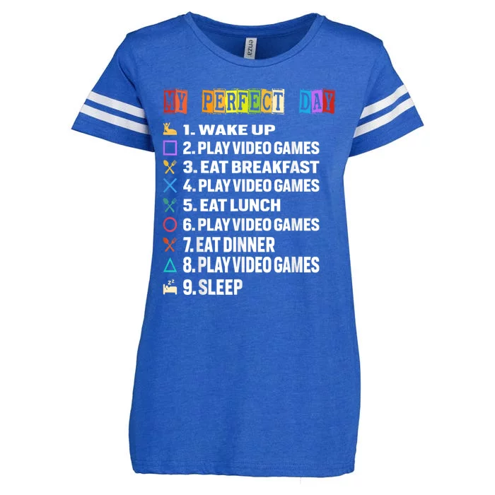 My Perfect Day Video Games Funny Gamer Video Enza Ladies Jersey Football T-Shirt