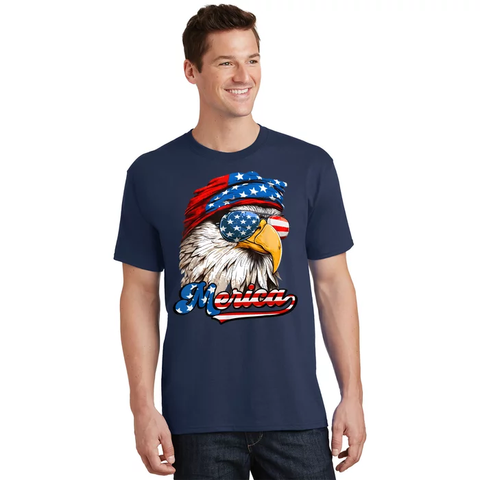 Merica Patriotic Eagle USA American Flag 4th Of July T-Shirt